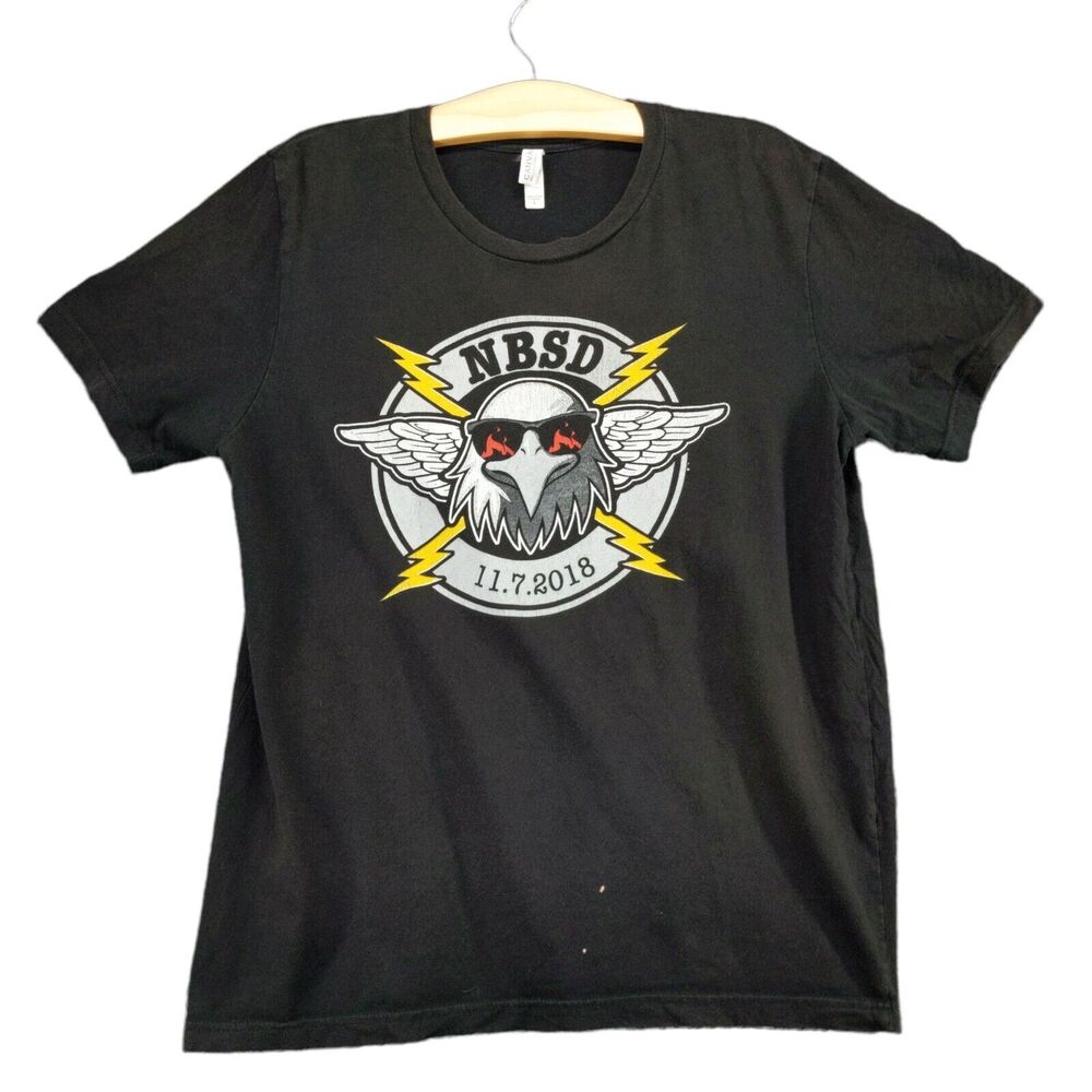 Naval Base San Diego NBSD Navy T Shirt Size L Black Eagle Graphic 11.7.2018